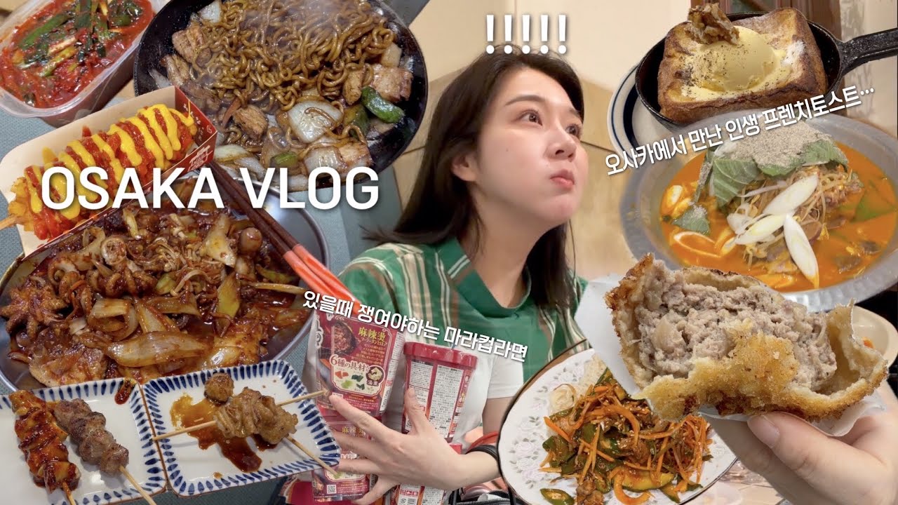 OSAKA VLOG |야식먹고 살 찔 거 제대로 만들어 먹는다! 퇴근 후 쭈삼, 간짜장 해 먹고 친구랑 디저트카페 2개 뿌시고 한국식당에서 감자탕먹는 다정이의 오사카일상브이로그