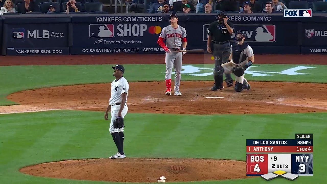 Rookie Roman Anthony's 1st signature moment is a HUGE Home Run in the 9th inning at Yankee Stadium!