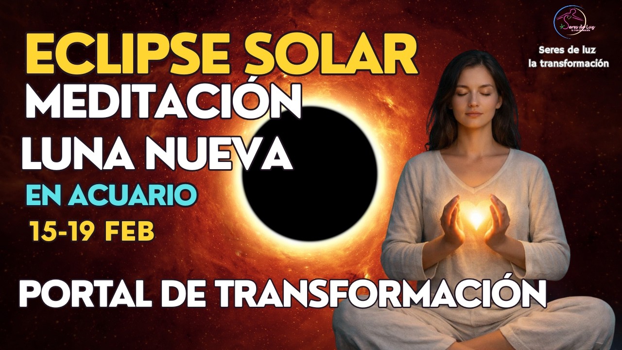 🧘&zwj;♀️Meditaci&oacute;n ECLIPSE SOLAR 🔥🌖LUNA NUEVA EN ACUARIO 🌀FEBRERO 2026 🧙&zwj;♂️PORTAL DE TRANSFORMACI&Oacute;N