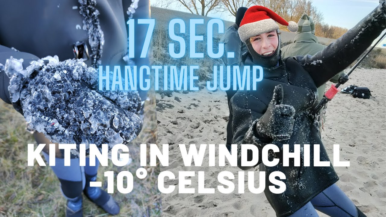 Winter Kiting  Trintelhaven: Windchill -10° celsius landing a 17 sec. hangtime jump.
