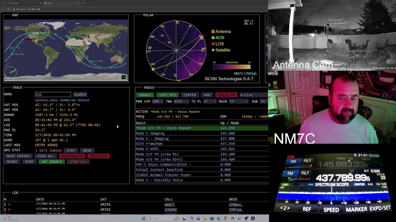 NM7C: LIVE STREAMING ISS International Space Station Amateur Radio Satellite Pass 07MAR2026