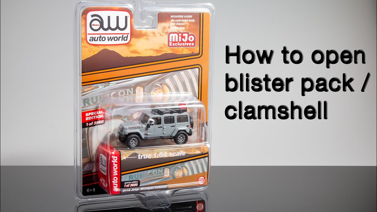 How to open blister pack / clamshell - Auto World Jeep Wrangler Rubicon - Unboxing
