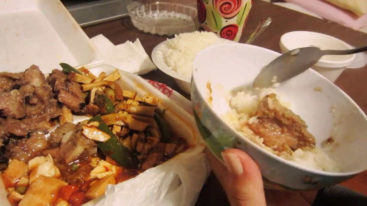 ASMR - Eating Spicy Tofu, Chicken, and Stir Fry + Drinking Hot Soup