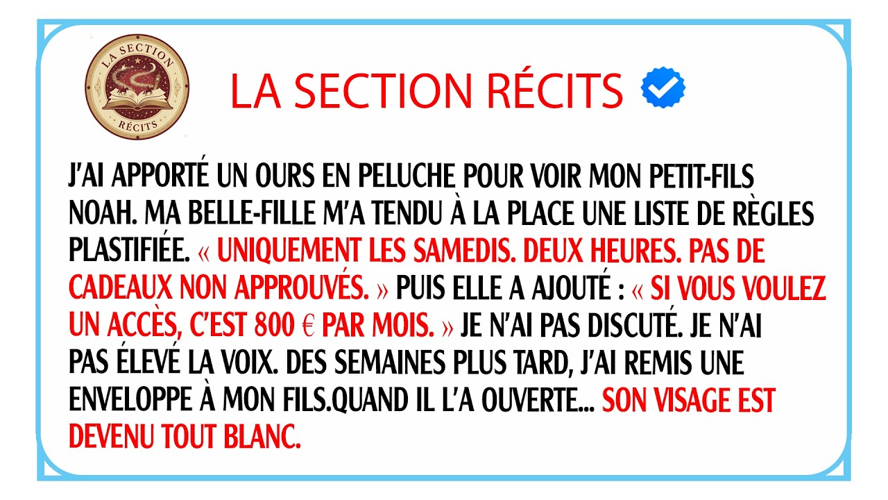 Elle me demandait 800€ par mois pour voir mon petit-fils. Mon avocat a découvert son secret.