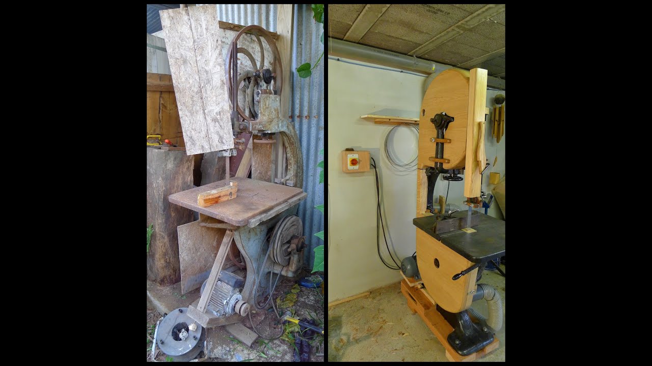 Travail du bois- Une vielle scie à ruban col de signe pour mon atelier