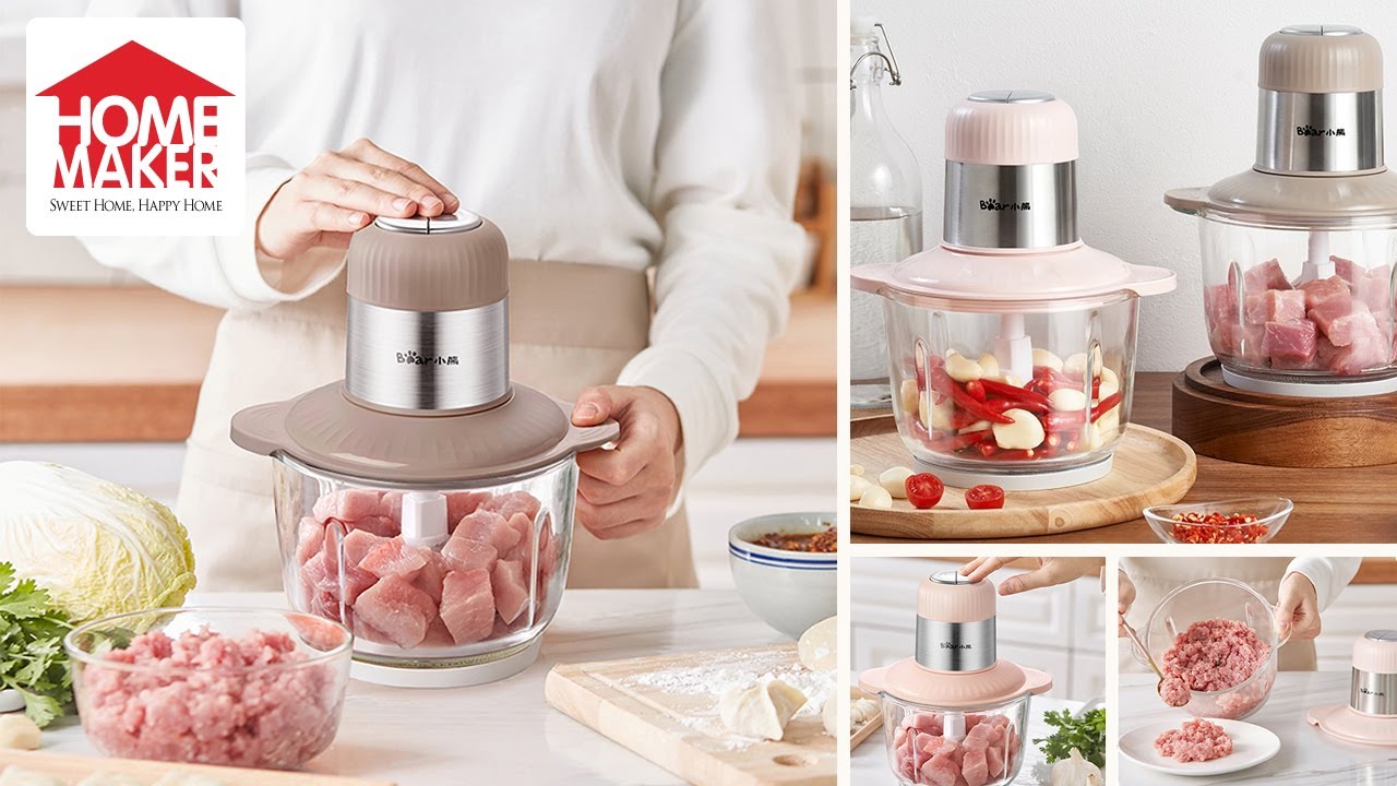 300W Food Chopper, Grinder, Blender, Food Processor with 2L BPA-Free Glass Bowl, 2 Speeds Control