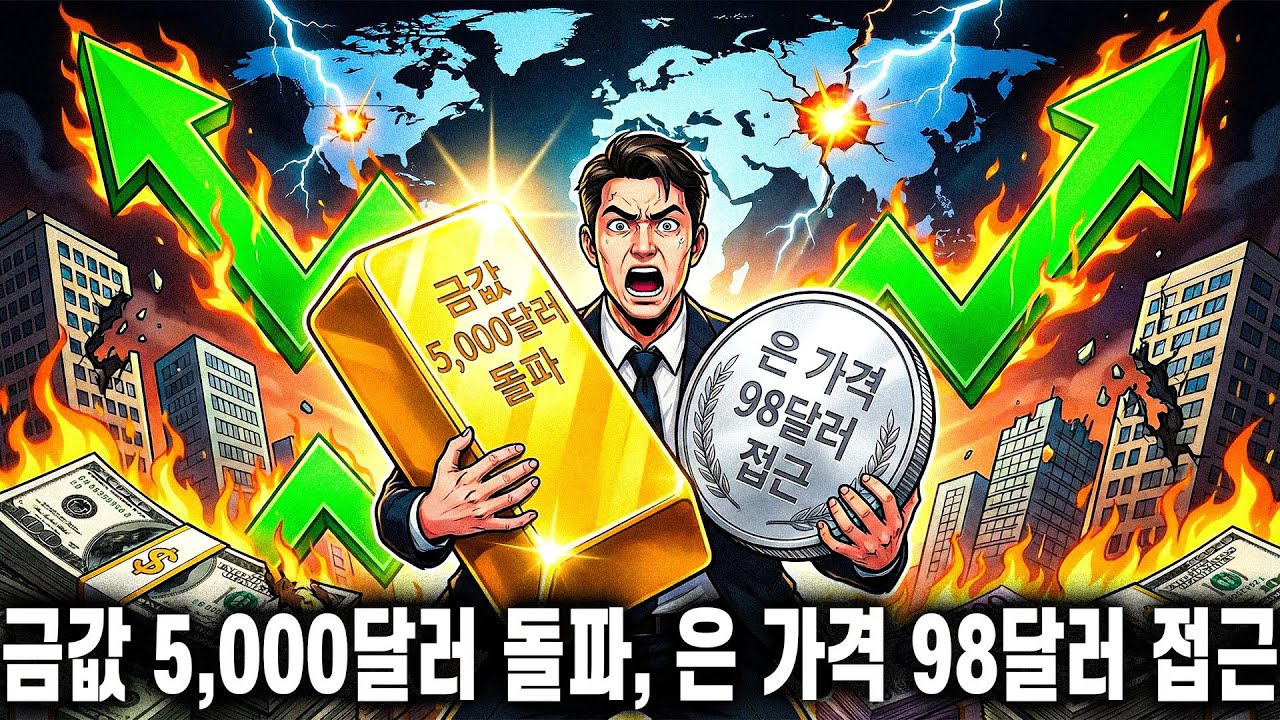 금값 5,000달러 돌파, 은 가격 98달러 접근 — 글로벌 법정화폐 통화 시스템이 붕괴 위기에 직면하며 금·은 가격 급등