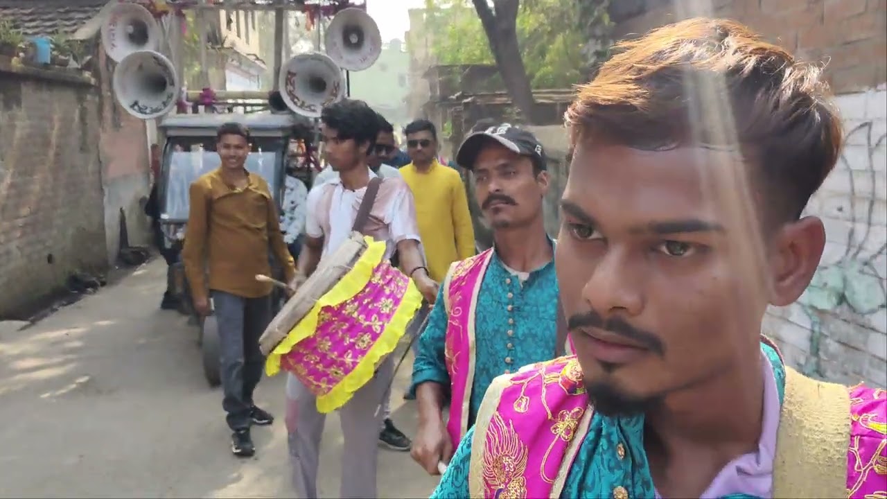 💥GOLD PRINTER SAREE PORE 🔥 Beautiful song SHIBAJEE DANKA 🥁 || Matiari Saraswati Puja 2k26 |sanu Da 🔥