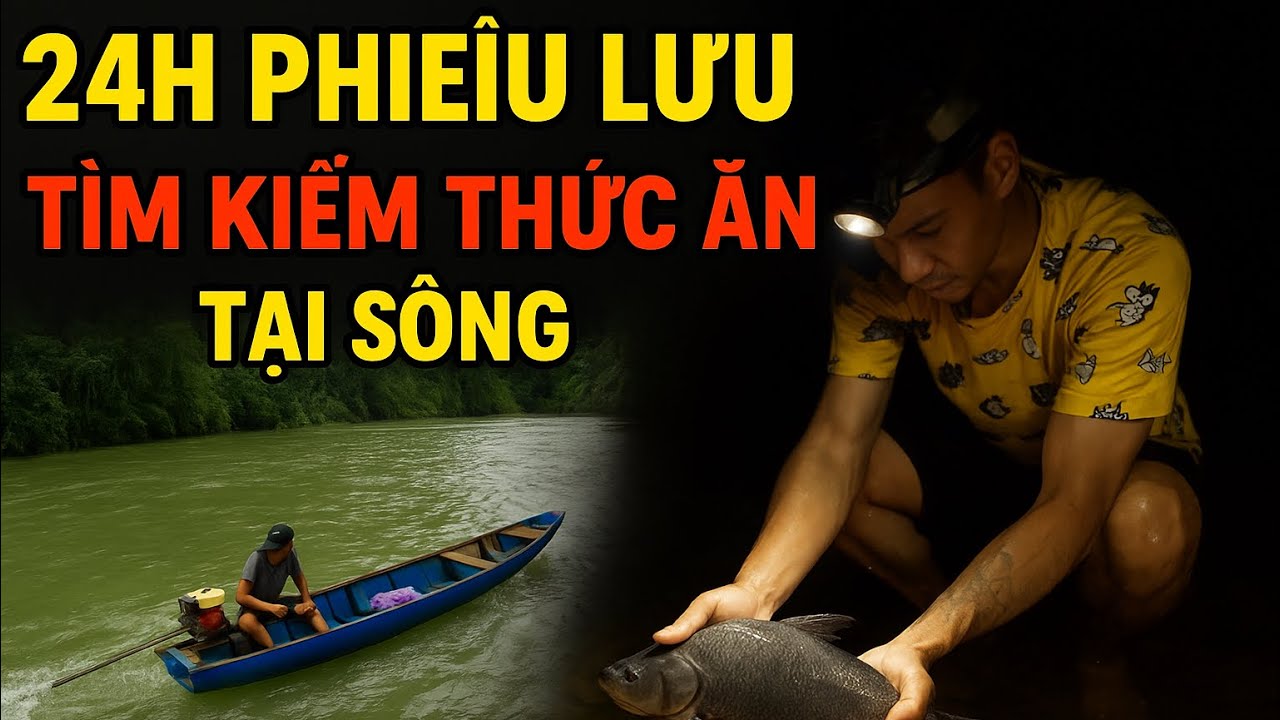 24H Phiêu Lưu Tìm Kiếm Thức Ăn Tại Sông | 24H Adventure To Find Food At The River