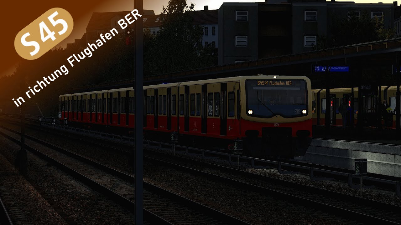 S-Bahn Berlin - S45 zum Flughafen BER - BR481 Mod - Original Ansagen - Sonnenuntergangsfahrt