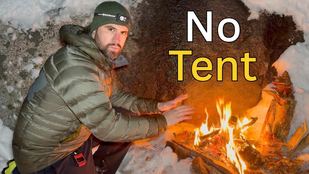 Camping Alone In Heavy Snow & Freezing Cold Without A Tent