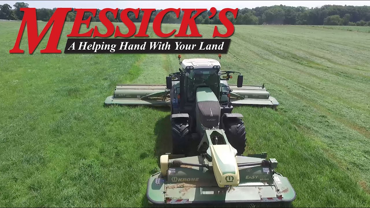 Krone EasyCut B 1000 CV & F 360CV Mower Conditioner on a Fendt 822 Tractor | Messick's