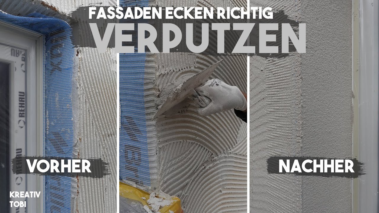 Gewebeeckwinkel (Kantenschutz) an der Fassade anbringen | Verputzen mit kreativtobi