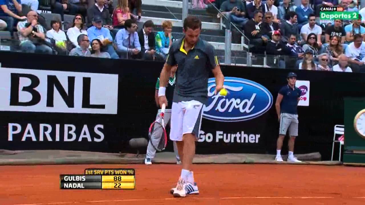 Nadal vs Gulbis - Masters Rome 2013 R3 - strange 1st set - tennis only