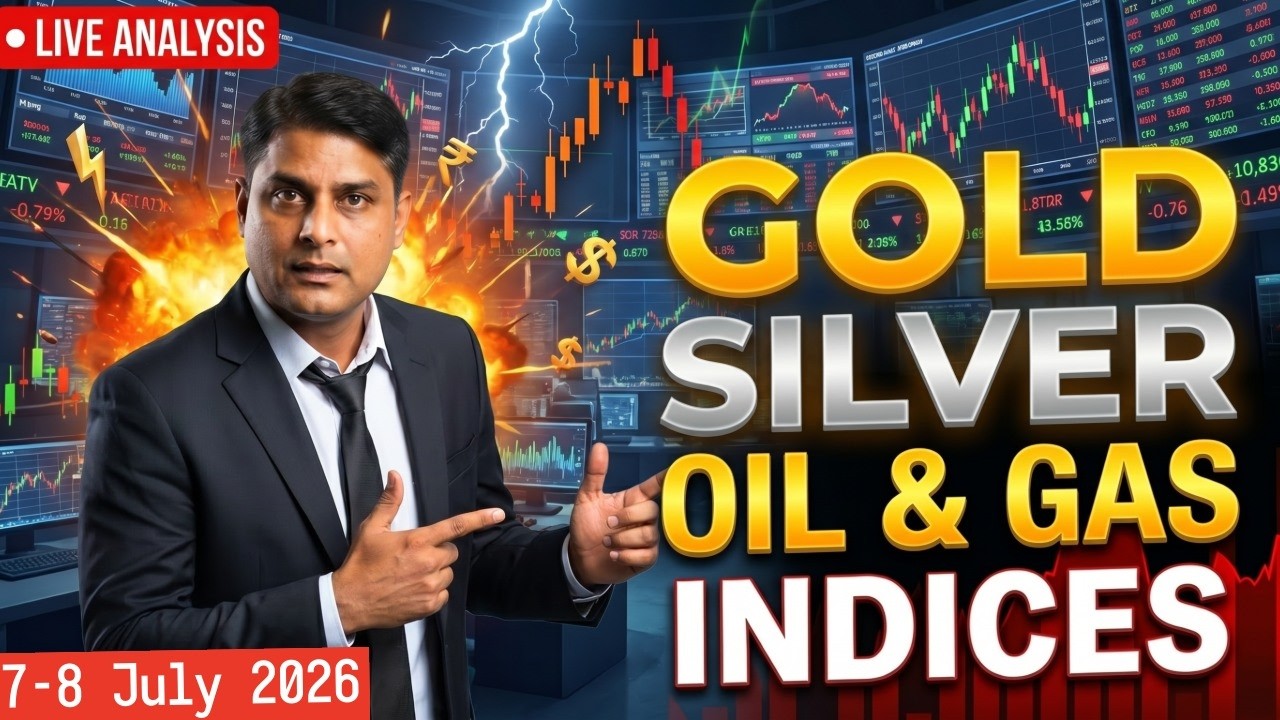 GOLD, SILVER, CRUDE OIL, NATURAL GAS, NASDAQ, DJ30, DE40 & FTSE Live 7-8 July