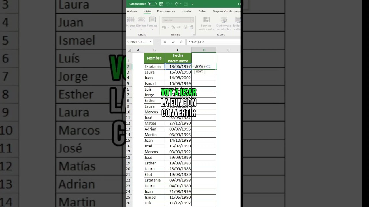 CALCULAR EDAD en EXCEL #superexcel