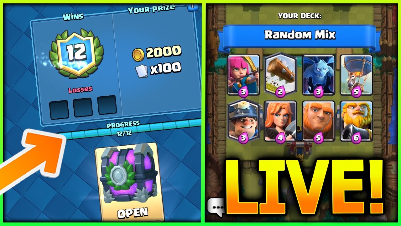 LIVE STREAM! Blind Deck Challenge in Clash Royale! 12 Wins Undefeated in Blind Deck Challenge!?
