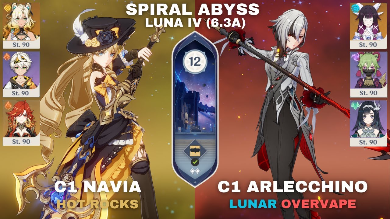 Genshin Impact Gewundener Abgrund/Spiral Abyss Luna IV (6.3A) C1R1 Navia | C1R1 Arlecchino