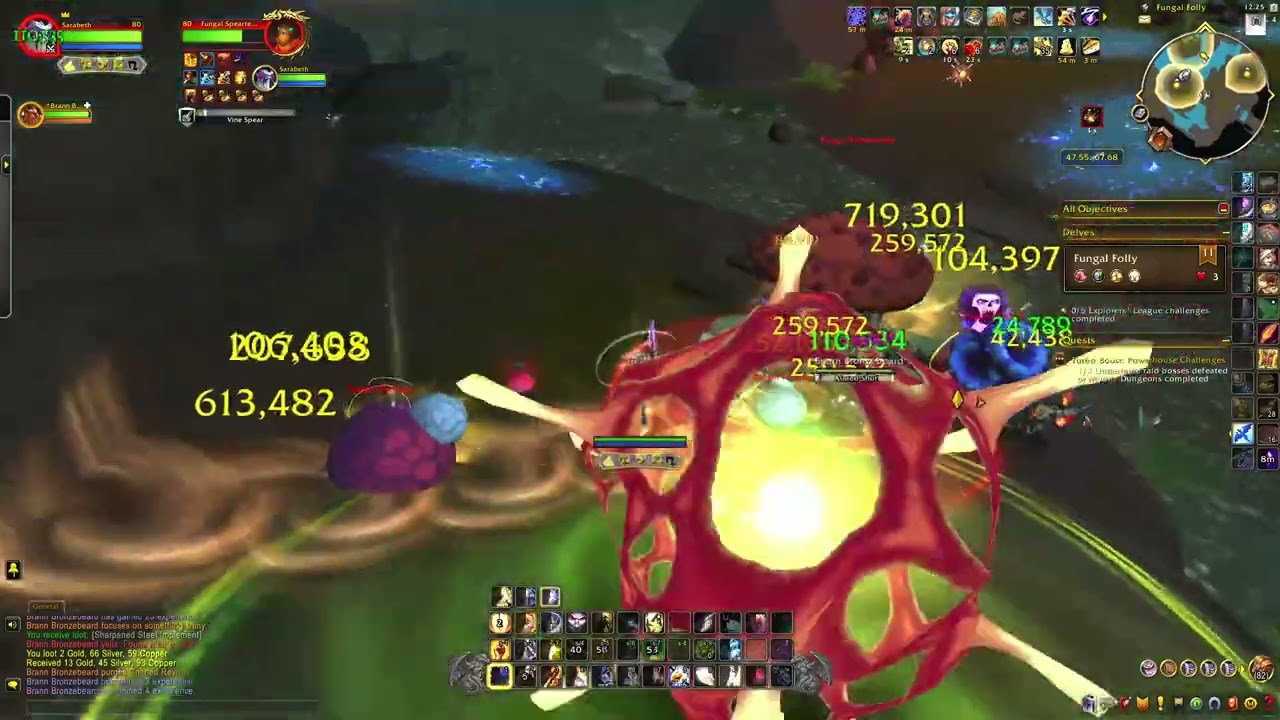 WoW The War Within / Overcharged Delve - Fungal Folly Tier 11 / Spinshroom (Solo)