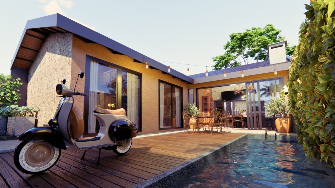 CASA PEQUENA E MODERNA | CASA EM L | CHAL&Eacute; - ESTILO INDUSTRIAL