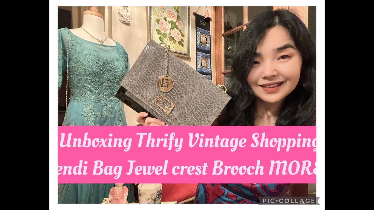 Unboxing Vintage Thrifty Shopping Bag designer Handbag, JewelCrest Brooch, Royal Dalton doll