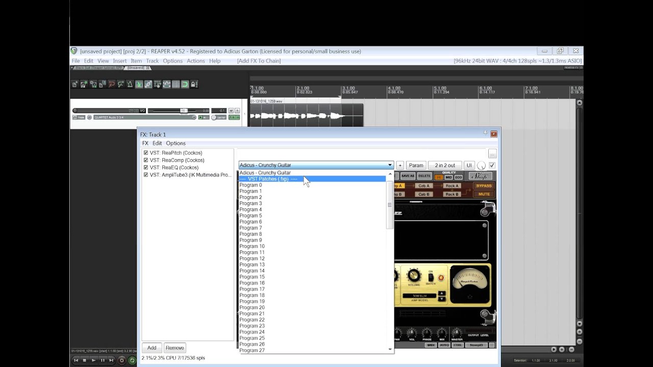REAPER tutorial - How to Emulate a Bass Guitar using an Electric Guitar