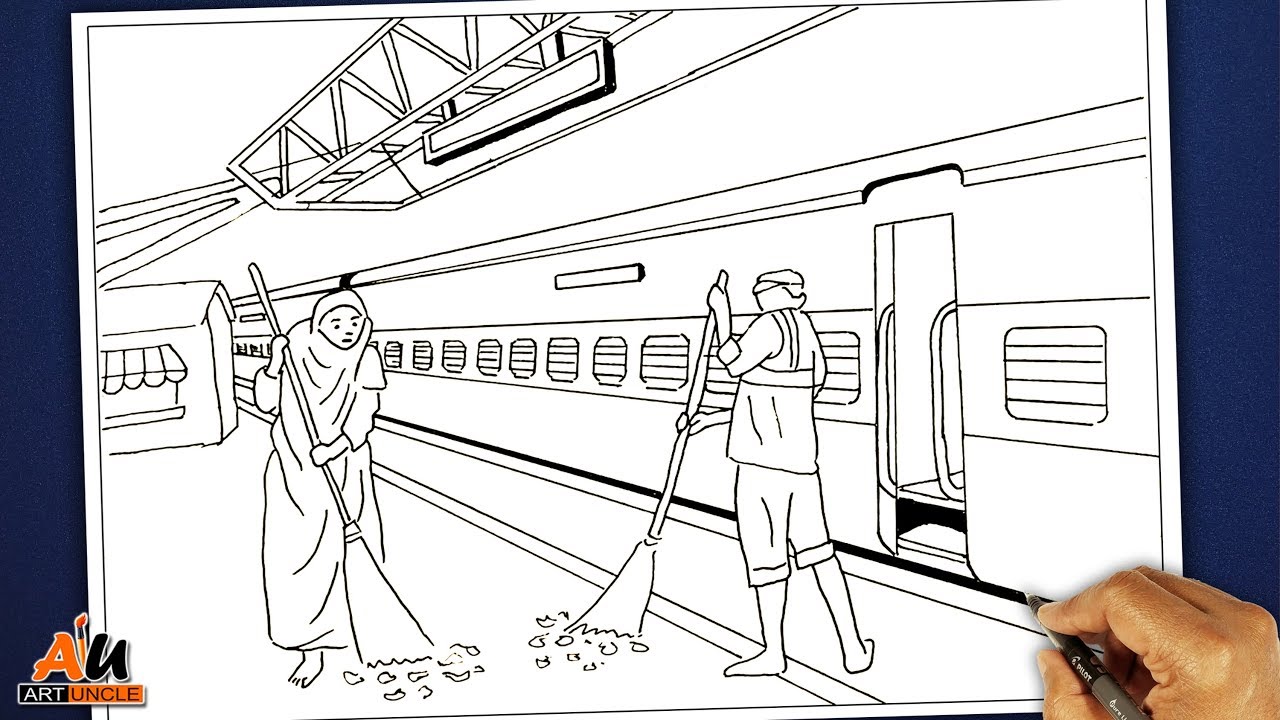 Drawing on Swatchh Bharat Abhiyan || Keep Railway Station Always Clean
