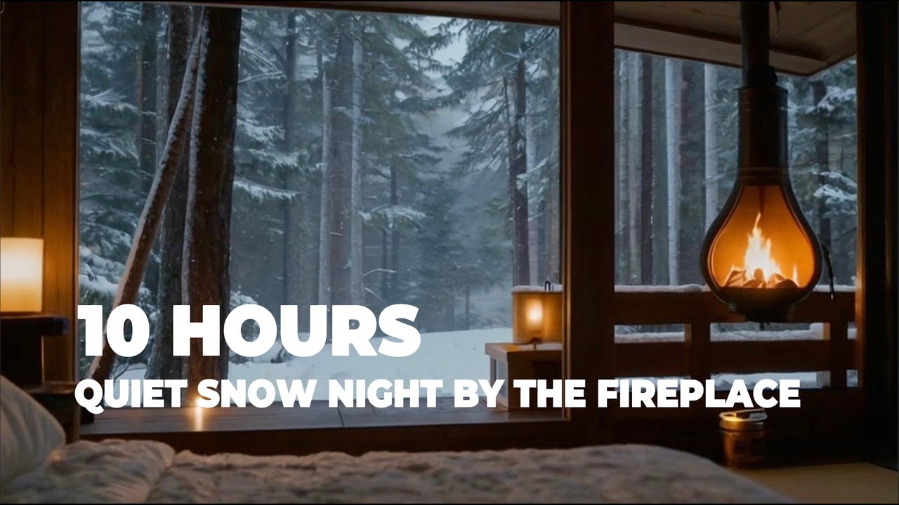 Quiet Snow Night by the Fireplace  10 Hours Deep