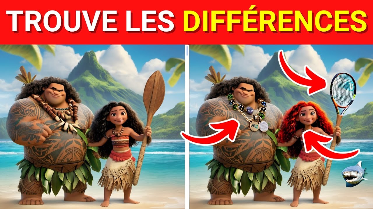 🧠🏆 Trouve les DIFF&Eacute;RENCES &Eacute;dition VAIANA | Moana et Maui | Jeu des diff&eacute;rences