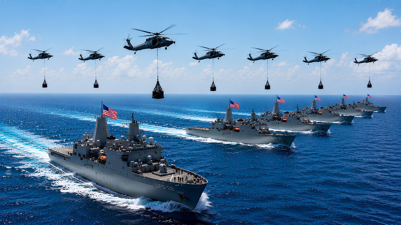 emergency mission! USS Fort Lauderdale (LPD-28) & MH-60S Seahawk Deployed to Venezuela