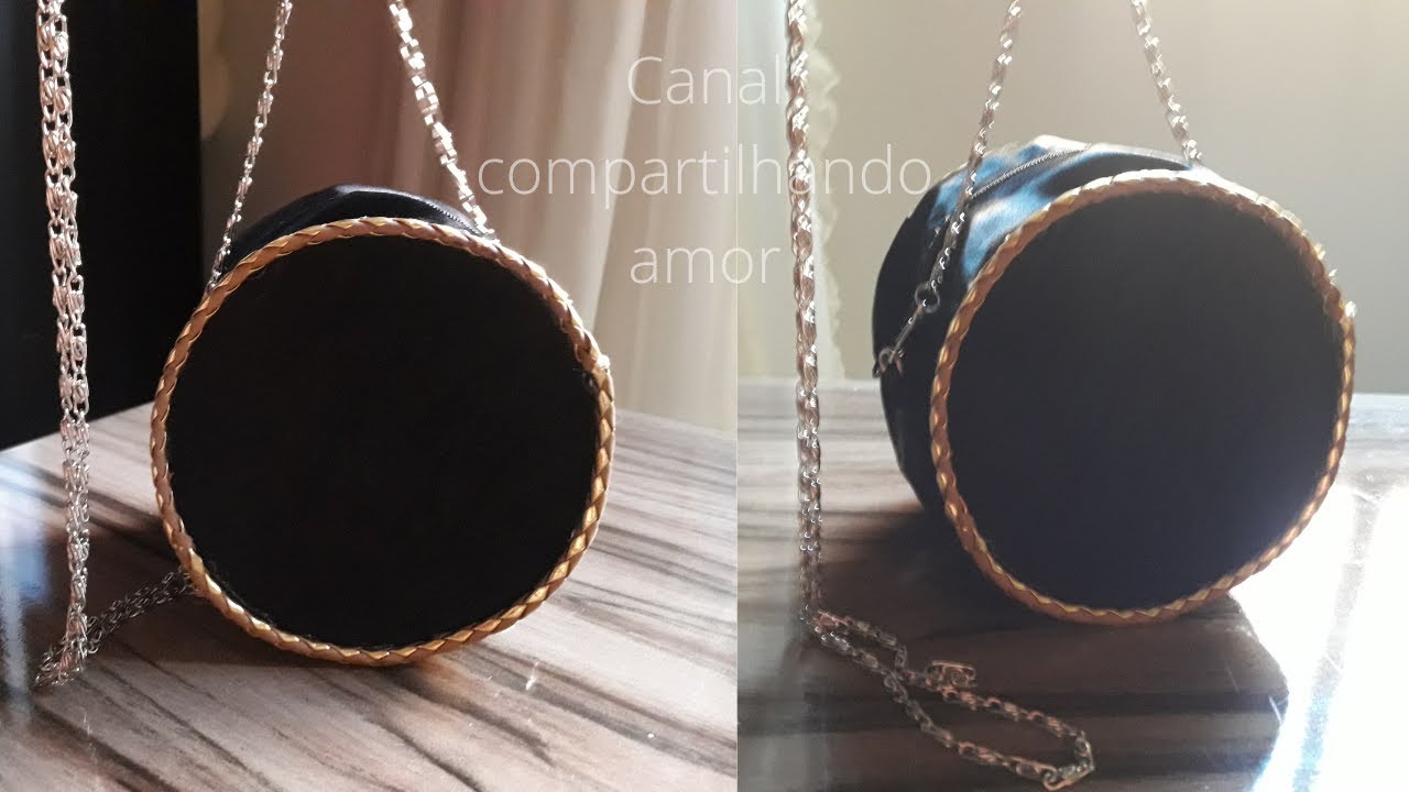 Diy I Bolsa redonda feita com CD (sem costura).