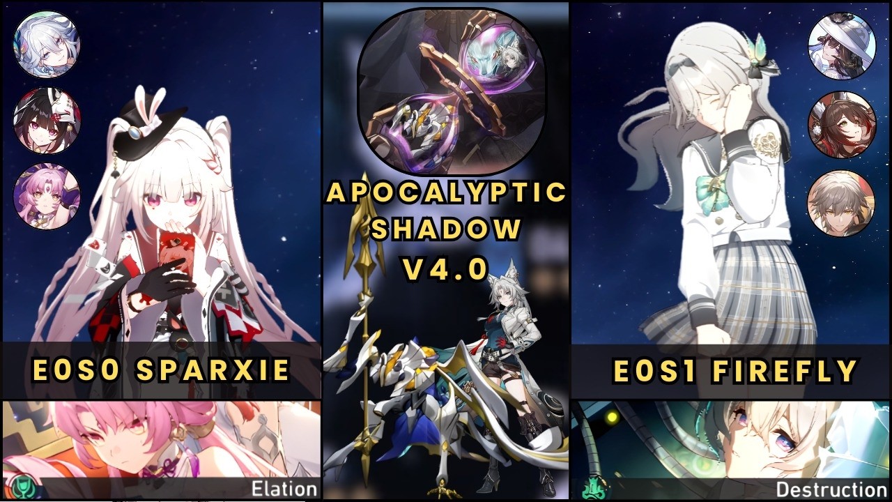NEW Apocalyptic Shadow 4 3 Stars | E0S0 Sparxie x Yao Guang & E0S1 Firefly | Honkai Star Rail 4.0