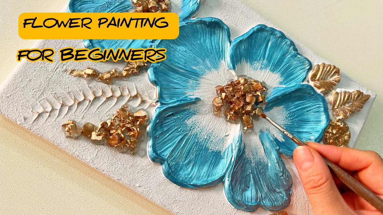 1035-Textured flower painting with metallic color |  step by step