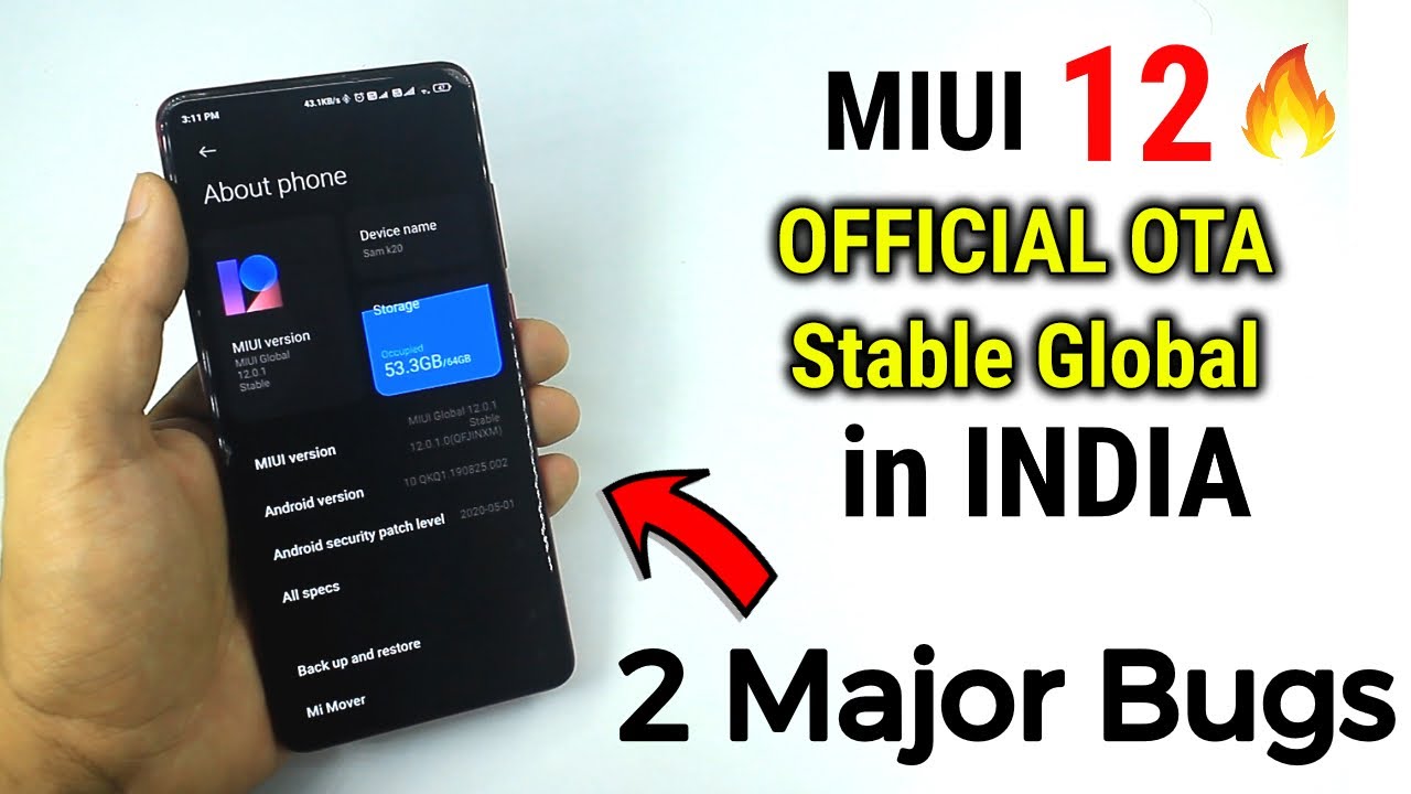 MIUI 12 OFFICIAL INDIA OTA GLOBAL STABLE Update | Redmi K20 | 2 Major BUGS !!!