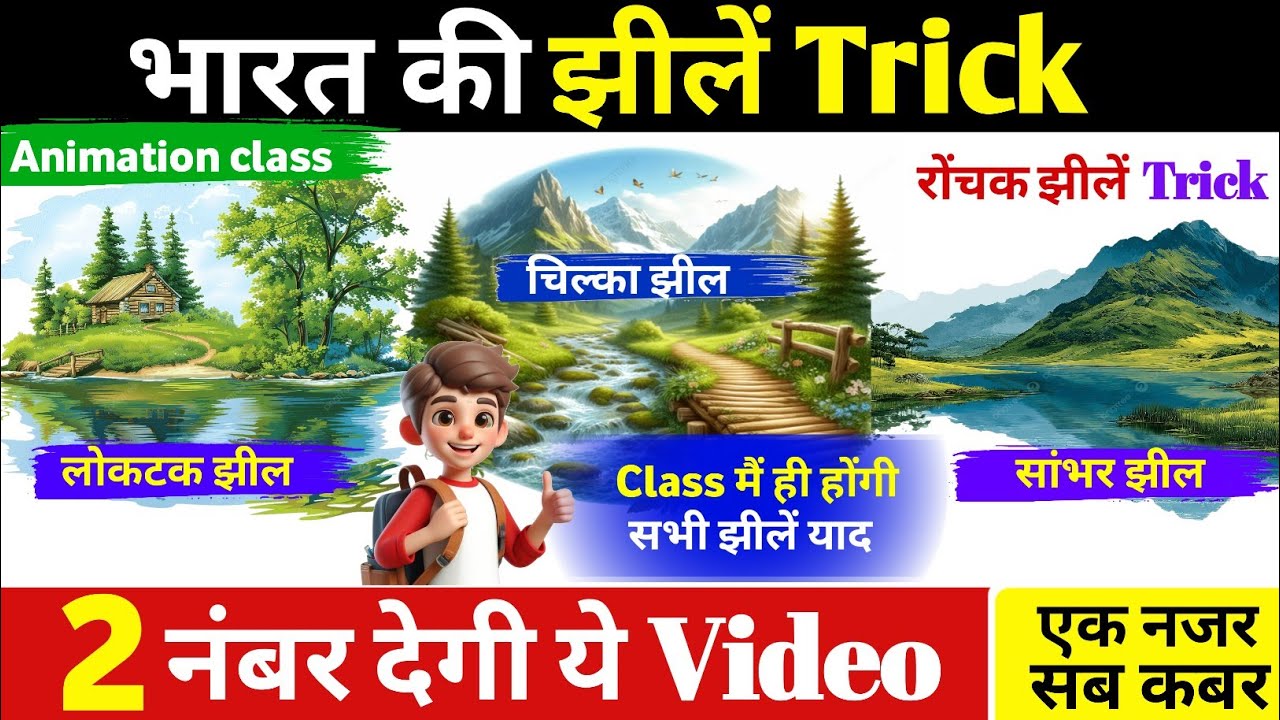 भारत की झीलें Trick | Loktak Chilika Sambhar Lake | Animation Class | GK GS 2025
