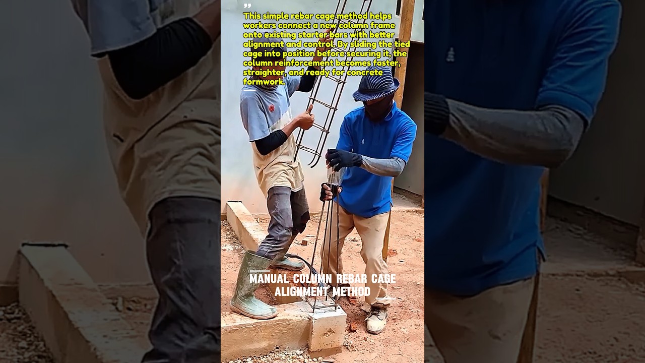 Rebar Column Cage Install : Fast Starter-Bar Alignment #Construction #Rebar #Concrete