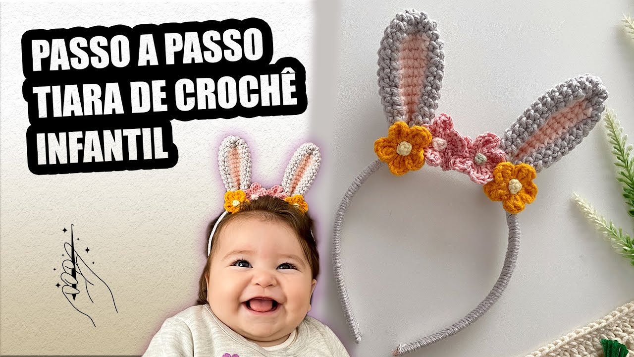 TIARA DE COELHO EM CROCHÊ PASSO A PASSO COMPLETO - RECEITA GRÁTIS DE AMIGURUMI