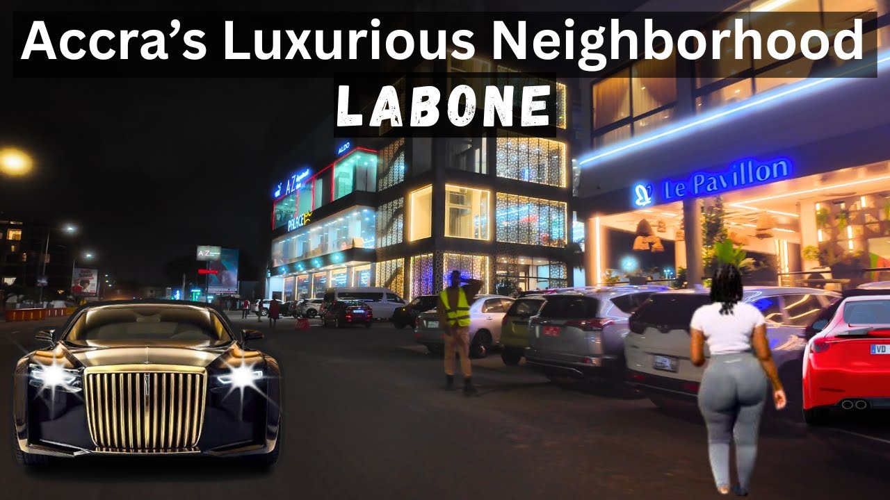 Night Drive Through LABONE | Accra's Luxurious neighborhood at Night 2025 #travel #food #africa 