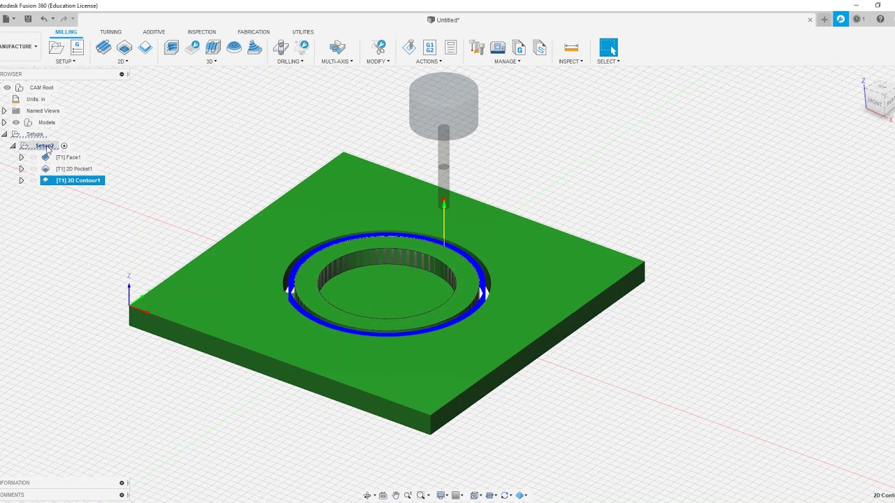 Setting up cut out (2D contour) toolpath in Fusion 360