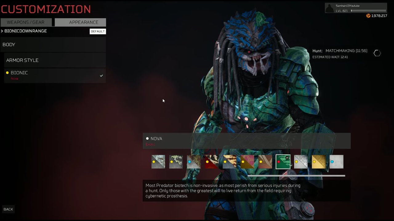 ALL BIONIC PREDATOR CUSTOMIZATION ON PREDATOR: HUNTING GROUNDS