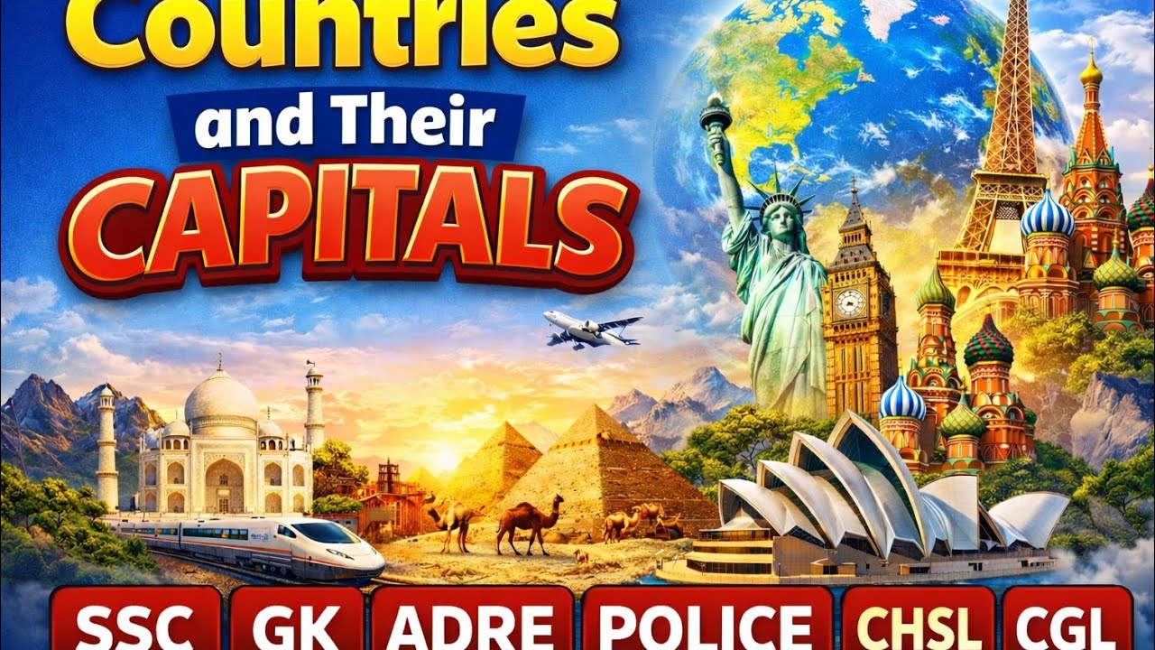 Countries and Capitals GK | SSC CHSL CGL | ADRE | Police Exam