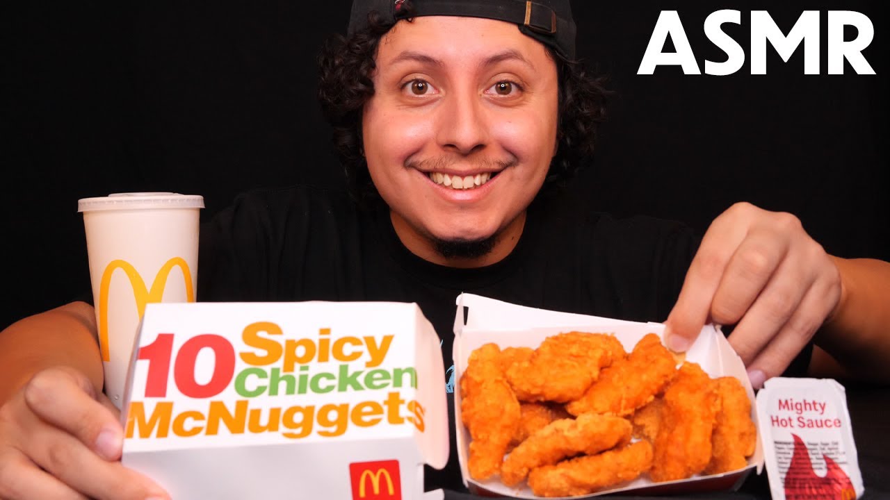 NEW McDonalds Spicy Chicken Nuggets ASMR Mukbang (4K)