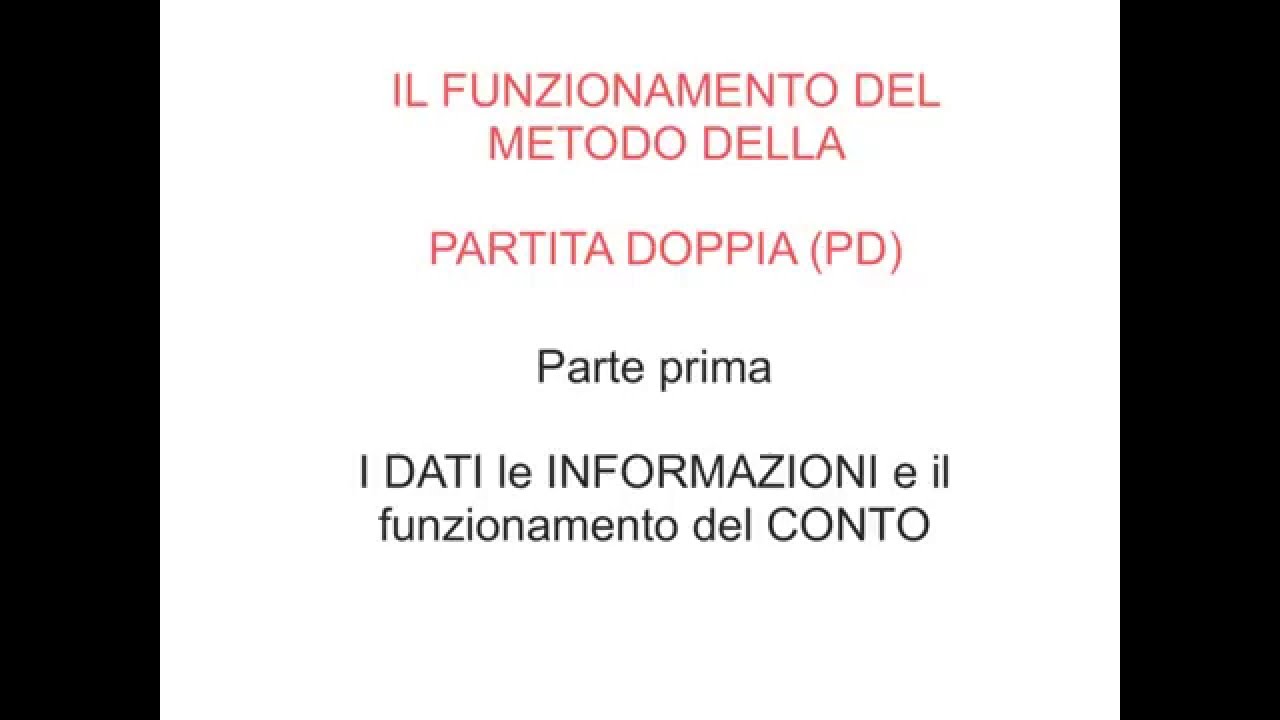 Funzionamento Partita Doppia - 1^Parte