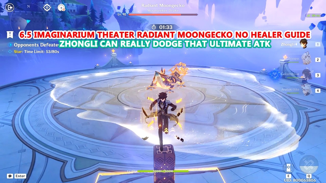 6.5 Imaginarium Theater Radiant Moongecko No Healer Guide | Zhongli Can Really Dodge that Skill