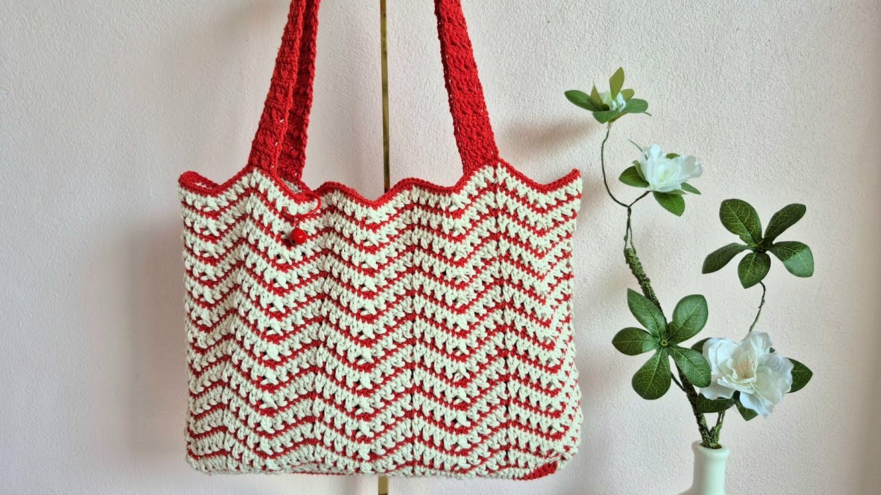 Crochet tote bag tutorial❤️🤍