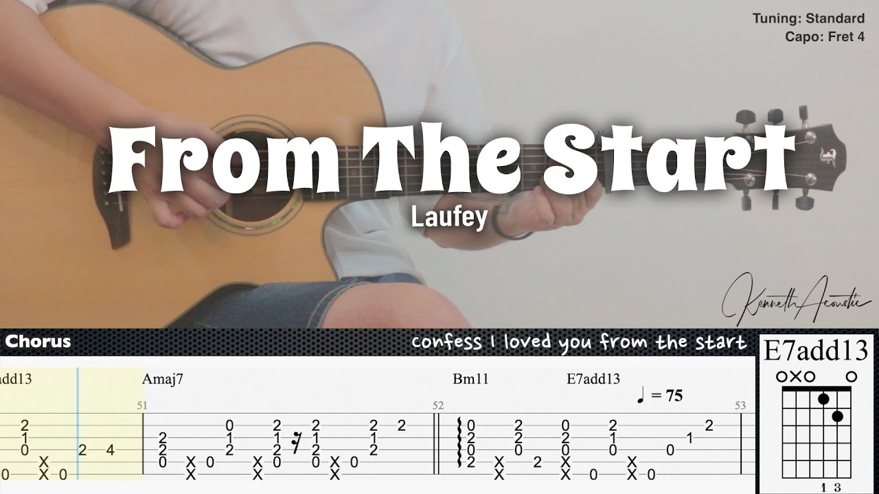 From The Start - Laufey | Fingerstyle Guitar | TAB + Chords + Lyrics