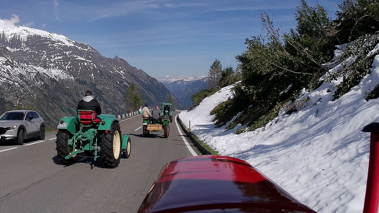 Rückfahrt vom Fuscher Törl nach Bruck 22. Oldtimer Traktor WM am Großglockner 2024