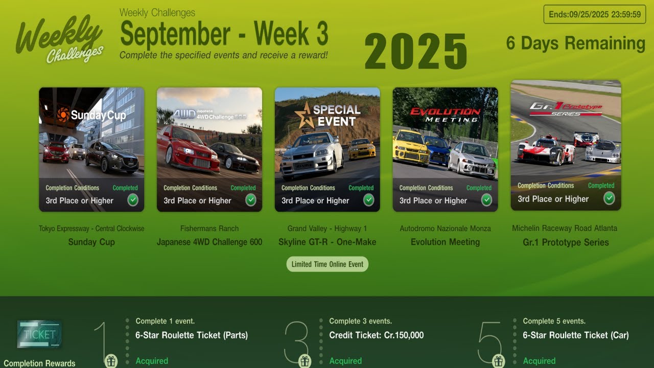 GT7|Weekly Challenges|September - Week 3|Cars & Setups(1.62)