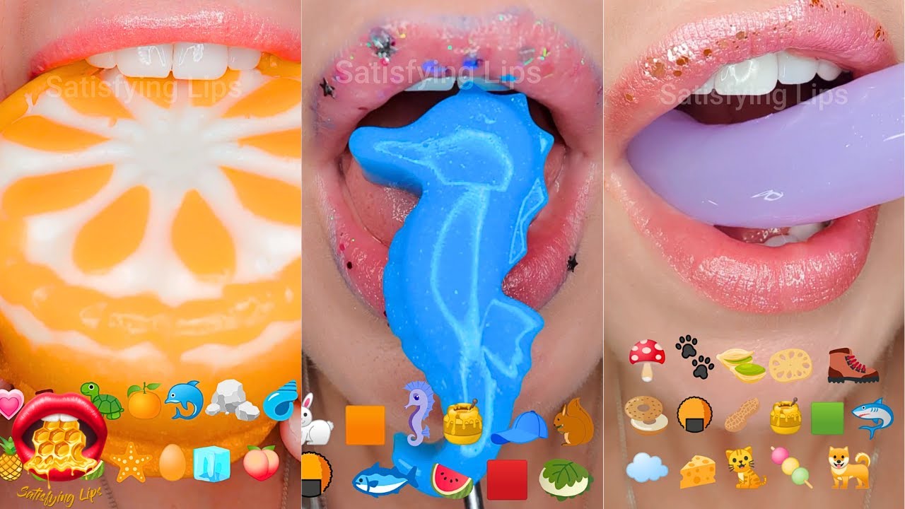 ASMR Satisfying Eating Emoji Food Challenge Compilation Mukbang 먹방