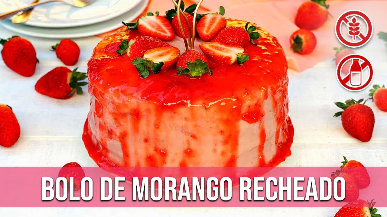 BOLO DE MORANGO COM PÃO DE LÓ SEM GLÚTEN SEM LACTOSE